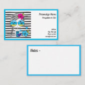 かわいいサマーガールビーチパームツリーズブルーブラックブシン 名刺 (正面/裏面)