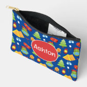 かわいいサマーキャンプパターン アクセサリーポーチ (見開き)