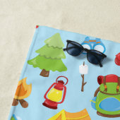 かわいいサマーキャンプパターン ビーチタオル (インサイチュ)