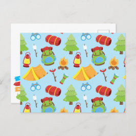 かわいいサマーキャンプパターン ポストカード