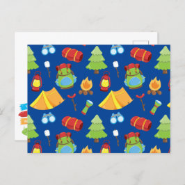 かわいいサマーキャンプパターン ポストカード