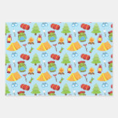 かわいいサマーキャンプパターン ラッピングペーパーシート (正面2)