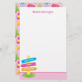 かわいいサマーキャンプパターン 便箋