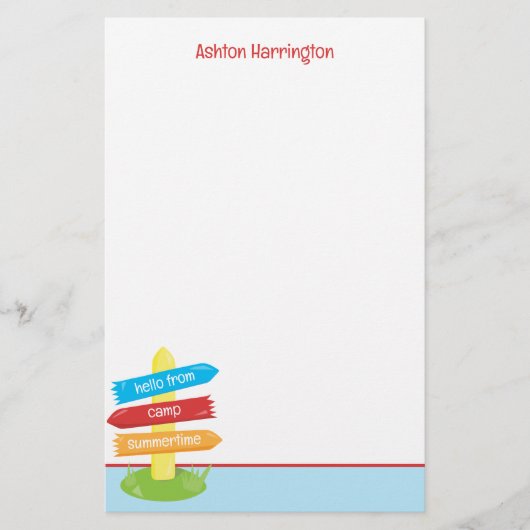 かわいいサマーキャンプパターン 便箋 (正面)