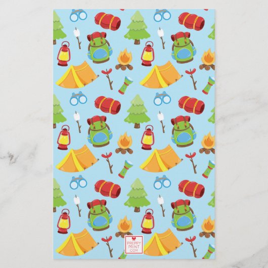 かわいいサマーキャンプパターン 便箋 (裏面)