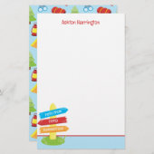 かわいいサマーキャンプパターン 便箋 (正面/裏面)