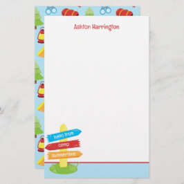 かわいいサマーキャンプパターン 便箋