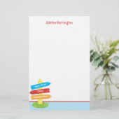 かわいいサマーキャンプパターン 便箋 (スタンド正面)