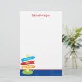 かわいいサマーキャンプパターン 便箋 (スタンド正面)