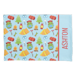 かわいいサマーキャンプパターン 枕カバー