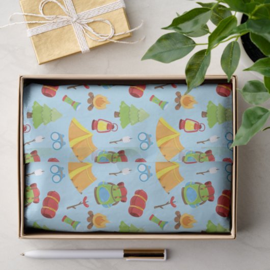 かわいいサマーキャンプパターン 薄葉紙 (ギフト)