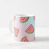 かわいいサマースイカ柄パステルピンク&ブルー コーヒーマグカップ (正面左)