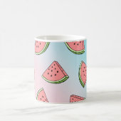 かわいいサマースイカ柄パステルピンク&ブルー コーヒーマグカップ (中央)