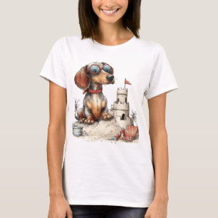 かわいいサマーダックスフンド Tシャツ