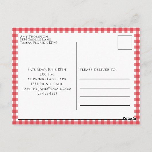 かわいいサマーピクニックトレンディークックアウトお洒落 ポストカード (裏面)