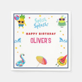 かわいいサマープールバースデーパーティー紙ナプキンス スタンダードカクテルナプキン (正面)