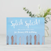 かわいいサマープールパーティーウォーターカラーカスタム 招待状 (スタンド正面)