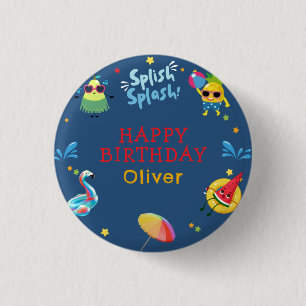 かわいいサマープールフルーツキャラクター誕生日パーティー 缶バッジ