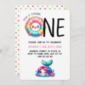 かわいいサマー1歳の誕生日パーティの招待状 招待状 (正面/裏面)