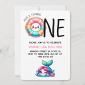 かわいいサマー1歳の誕生日パーティの招待状 招待状 (正面)