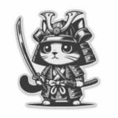 かわいいサムライ猫ステッカー - かわいいデザイン シール (正面)