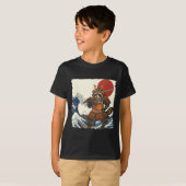 かわいいサムライ・アライグマの日本人武士と芸術 Tシャツ (正面フル)