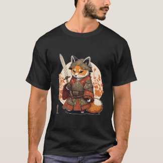かわいいサムライ・忍者の狐 Tシャツ