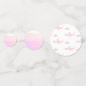 かわいいサメと海ピンクホワイト |赤ちゃんシャワー コンフェッティ (正面)