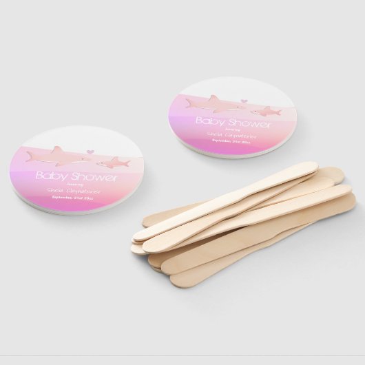 かわいいサメと海ピンク |赤ちゃんシャワー ハンドファン (組立なし)