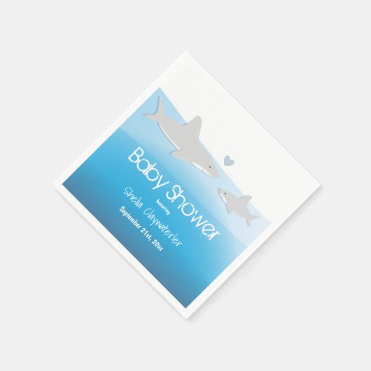 かわいいサメと海 |ベビーシャワー紙ナプキンス スタンダードカクテルナプキン (角)