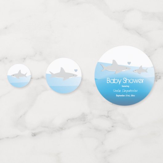 かわいいサメと海 |赤ちゃんシャワー コンフェッティ (裏面)