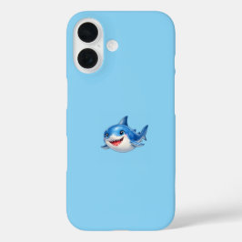 かわいいサメのイラスト 大きな目で幸せな表情の海洋動物 iPhone 16ケース