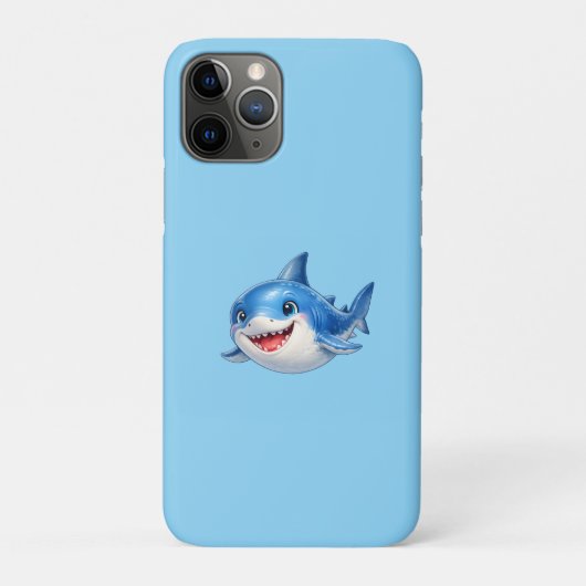 かわいいサメのイラスト 大きな目で幸せな表情の海洋動物 Case-Mate iPhoneケース (裏)