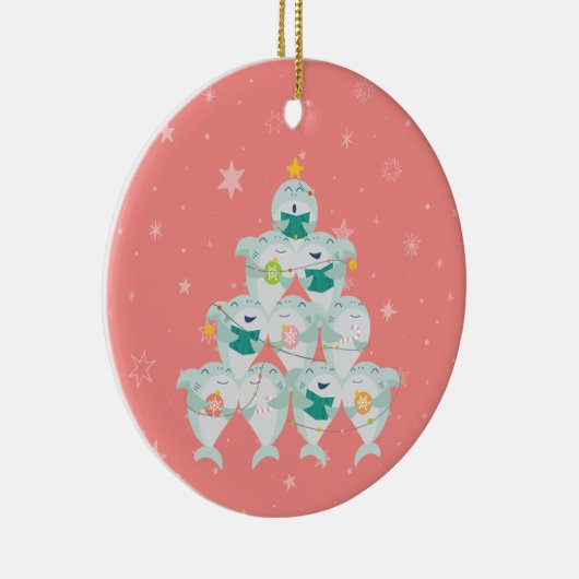 かわいいサメのクリスマスツリー セラミックオーナメント (右)