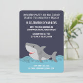 かわいいサメのテーマの夏のビーチの海のパーティー 招待状 (スタンド正面)