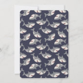 かわいいサメのテーマの夏のビーチの海のパーティー 招待状 (裏面)