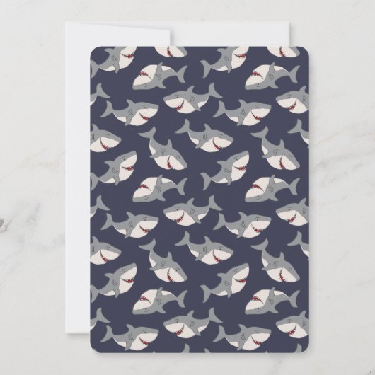 かわいいサメのテーマの夏のビーチの海のパーティー 招待状 (裏面)