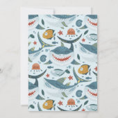 かわいいサメのテーマの誕生日招待状(あらゆる年齢) 招待状 (裏面)