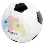 かわいいサメのパステルカラー モノグラム 名前 サッカーボール (3/4)