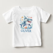 かわいいサメの名入れグッズ ベビーTシャツ (正面)