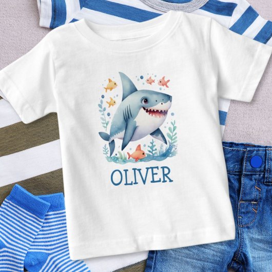 かわいいサメの名入れグッズ ベビーTシャツ