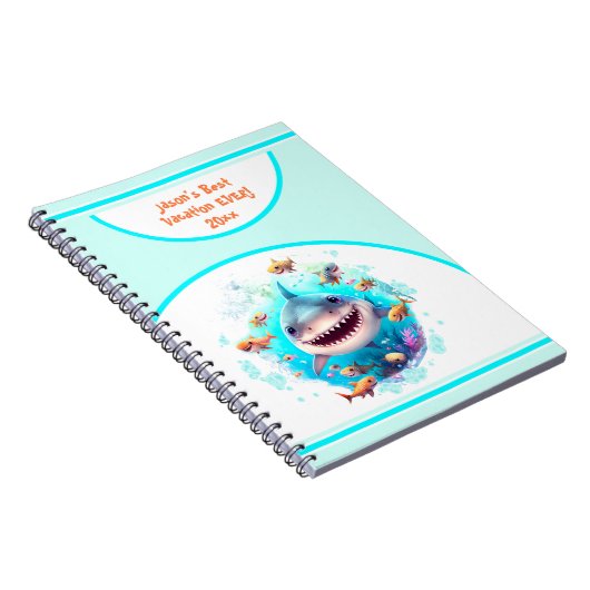 かわいいサメの夏の休暇名前ジャーナルノートブック ノートブック (右側)