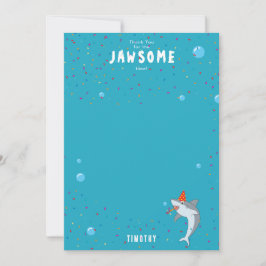 かわいいサメの海の子供の誕生日パーティー サンキューカード