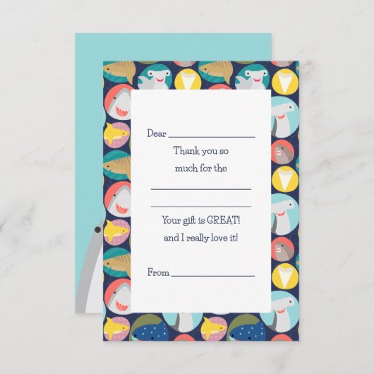 かわいいサメの種が埋まる サンキューカード (正面/裏面)