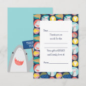 かわいいサメの種類の塗り絵カード サンキューカード (正面/裏面)