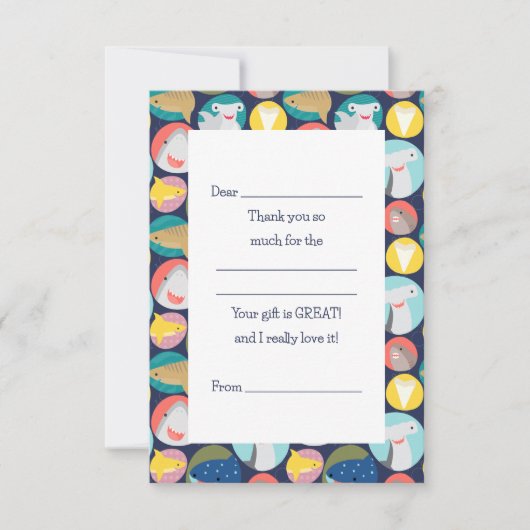 かわいいサメの種類を記入してください サンキューカード (正面)