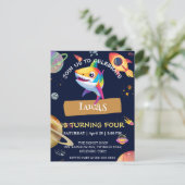 かわいいサメの虹色ギャラクシー宇宙誕生日パーティー ポストカード (スタンド正面)