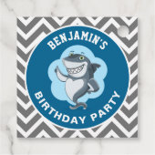 かわいいサメの誕生日パーティー フェイバータグ (裏面)