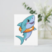 かわいいサメの赤ちゃんとフロート | 子供 ポストカード (スタンド正面)