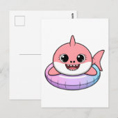 かわいいサメの赤ちゃんと浮き輪 | 子供 ポストカード (正面/裏面)